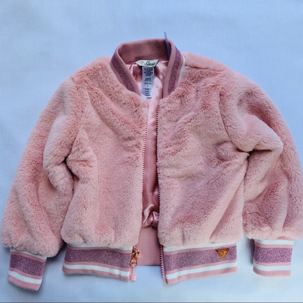 GUESS  little girl’s faux fur jkt NWT. Size 4.